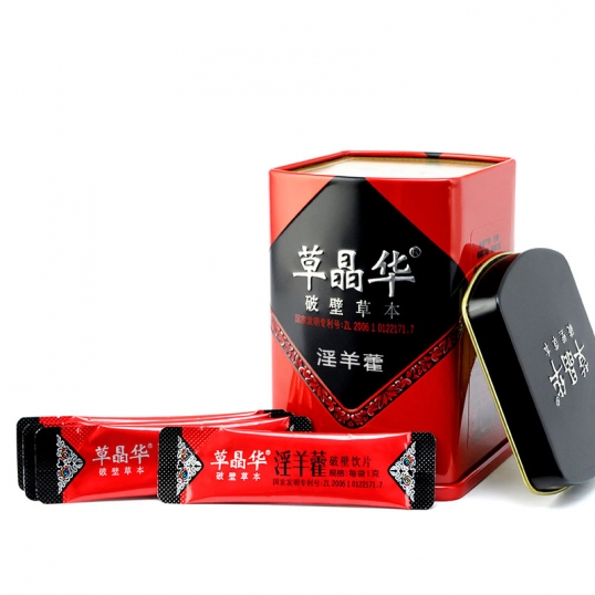 草晶华淫羊藿壁草本产品规格：每罐20袋每袋1克价格：128元/罐原料产地：甘肃性状：黄绿色至灰绿色的颗粒，气微，味微苦。功能主治：补肾阳，强筋骨，祛风湿。用于肾阳虚衰，阳痿遗精，筋骨痿软，风湿痹痛，麻木拘挛。