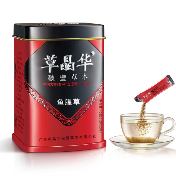 草晶华鱼腥草破壁草本产品规格：每罐20袋每袋2克价格：128元/罐原料产地：广西性状：棕绿色至深棕色的颗粒，具鱼腥味，味涩。